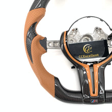 Load image into Gallery viewer, CCExcellent For BMW M2/M3/M4/F150/F30/F87M2/F30 335i/F32 428i 435i/F80 F83/F87 M2/F80 M3/F82 M4 Carbon Fiber Steering Wheel with brown perforated leather