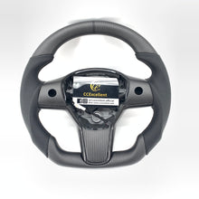 Load image into Gallery viewer, CCexcellent For 2017-2021 Tesla Model 3/Model Y Carbon Fiber Steering Wheel with black perforated leather