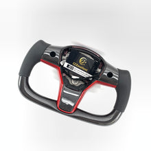 Load image into Gallery viewer, CCexcellent For 2017-2021 Tesla Model 3/Model Y Carbon Fiber Steering Wheel with cut top and flat bottom shape