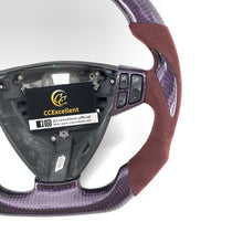 Load image into Gallery viewer, CCExcellent For 2005-2011 Saab 9-3 Custom Purple Wire Carbon Fiber Alcantara Steering Wheel