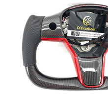 Load image into Gallery viewer, CCexcellent For 2017-2021 Tesla Model 3/Model Y Carbon Fiber Steering Wheel with cut top and flat bottom shape