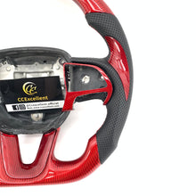 Load image into Gallery viewer, CCexcellent For 2015-2021 Dodge Challenger/hellcat/charger/durango carbon fiber steering wheel with red stitching and black stripe line