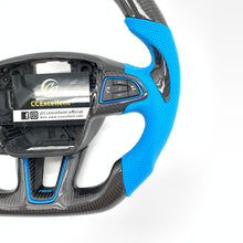 Load image into Gallery viewer, CCExcellent For Ford Focus MK3 RS/ST /EcoSport/Escape/Kuga/C-MAX 2015-2020 Carbon Fiber Steering Wheel With blue perforated leather
