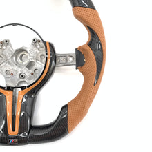 Load image into Gallery viewer, CCExcellent For BMW M2/M3/M4/F150/F30/F87M2/F30 335i/F32 428i 435i/F80 F83/F87 M2/F80 M3/F82 M4 Carbon Fiber Steering Wheel with brown perforated leather