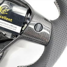 Load image into Gallery viewer, CCexcellent For 2017-2021 Tesla Model 3/Model Y Carbon Fiber Steering Wheel with black perforated leather and white stitching