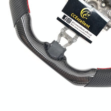 Load image into Gallery viewer, CCexcellent For Nissan Z34 Carbon Fiber Steering Wheel With black perforated leather and red stripe line