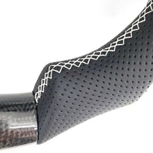 Load image into Gallery viewer, CCexcellent For 2017-2021 Tesla Model 3/Model Y Carbon Fiber Steering Wheel with black perforated leather and white stitching