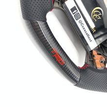 Load image into Gallery viewer, CCexcellent For Toyota 2007-2019 Land Cruiser/200Series/70Series/Tundra/Sequoia/HiAce Carbon Fiber Steering Wheel with red "TRD" printing logo and stripe line