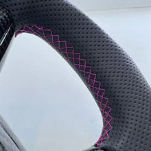 Load image into Gallery viewer, CCExcellent For Ford Focus2013 ST Carbon Fiber Steering Wheel With Purple stripes purple stitching and Airbag cover
