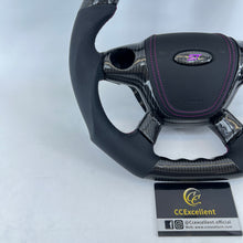 Load image into Gallery viewer, CCExcellent For Ford Focus2013 ST Carbon Fiber Steering Wheel With Purple stripes purple stitching and Airbag cover