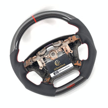 Load image into Gallery viewer, CCexcellent For Toyota 2007-2019 Land Cruiser/200Series/70Series/Tundra/Sequoia/HiAce Carbon Fiber Steering Wheel with red "TRD" printing logo and stitching