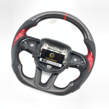 Load image into Gallery viewer, CCexcellent For 2015-2021 Dodge Challenger/hellcat/charger/durango carbon fiber steering wheel with red stitching and stripe line