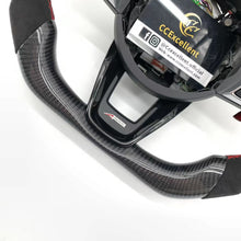 Load image into Gallery viewer, CCExcellent For 2022 Acura TLX Carbon Fiber Steering Wheel with black Alcantara and Red carbon fiber shift paddles and LED on top