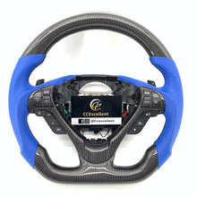 Load image into Gallery viewer, CCexcellent For Acura TL 2009 2010 2011 2012 2013 2014 carbon steering wheel with blue perforated leather sides
