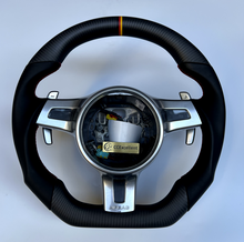 Load image into Gallery viewer, CCexcellent For Porshce Carrera models 2012 2013 2014 2015 2016 carbon fiber steering wheel with black smooth leather sides