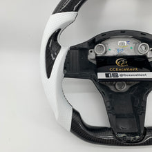 Load image into Gallery viewer, CCExcellent for tesla model3 2017-2020 carbon fiber steering wheel gloss black carbon fiber thumbgrips