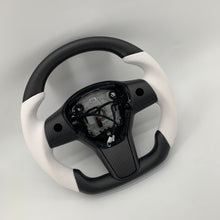 Load image into Gallery viewer, CCExcellent for tesla model 3/Y 2017-2020 carbon fiber steering wheel white smooth leather