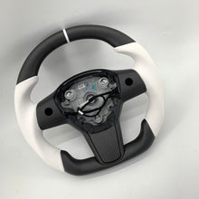 Load image into Gallery viewer, CCExcellent for tesla model3 2017-2020 carbon fiber steering wheel white smooth leather