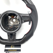 Load image into Gallery viewer, CCexcellent For Porsche Cayman models 2013 2014 2015 2016 carbon fiber steering wheel with gloss black carbon fiber top & bottom & trim