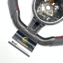 Load image into Gallery viewer, CCexcellent For Porsche Cayman models 2013 2014 2015 2016 carbon fiber steering wheel with black perforated leather sides
