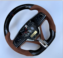 Load image into Gallery viewer, CCexcellent For Maserati Quattroporte GTS 2013 2014 2015 2016 2017 2018 2019 carbon fiber steering wheel with brown Italian alcantara sides