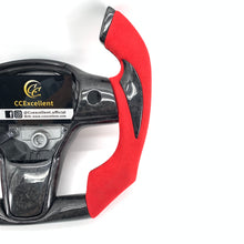 Load image into Gallery viewer, CCExcellent for tesla model3 2017-2020 carbon fiber steering wheel red alcantara