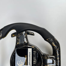 Load image into Gallery viewer, CCexcellent For Porsche Carrera models 2012 2013 2014 2015 2016 carbon fiber steering wheel with Gloss forged carbon fiber with golden flakes top & bottom & trim