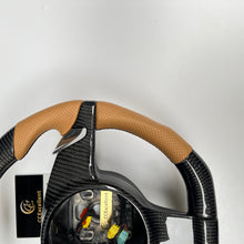 Load image into Gallery viewer, CCexcellent For Porsche Boxster models 2013 2014 2015 2016 carbon fiber steering wheel with brown perforated leather sides