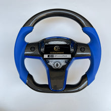 Load image into Gallery viewer, CCexcellent For Tesla Model Y carbon fiber steering wheel with blue perforated leather