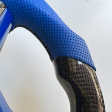 Load image into Gallery viewer, CCexcellent For Tesla Model Y carbon fiber steering wheel with blue perforated leather