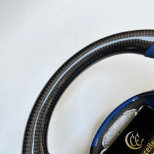 Load image into Gallery viewer, CCexcellent For Tesla Model Y carbon fiber steering wheel with blue perforated leather
