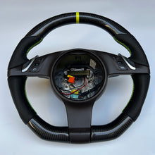 Load image into Gallery viewer, CCexcellent For Porsche Boxster models 2013 2014 2015 2016 carbon fiber steering wheel with black perforated leather sides