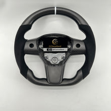 Load image into Gallery viewer, CCexcellent For Tesla Model Y steering wheel carbon fiber with black Alcantara