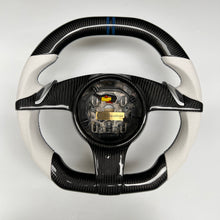 Load image into Gallery viewer, CCexcellent For Porsche Carrera models 2012 2013 2014 2015 2016 carbon fiber wheel with white perforated leather sides