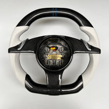 Load image into Gallery viewer, CCexcellent For Porsche Carrera models 2012 2013 2014 2015 2016 carbon fiber steering wheel with white perforated leather sides