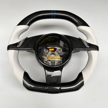 Load image into Gallery viewer, CCexcellent For Porsche Carrera models 2012 2013 2014 2015 2016 carbon fiber wheel with white perforated leather sides