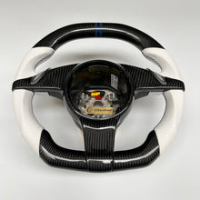 Load image into Gallery viewer, CCexcellent For Porsche Carrera models 2012 2013 2014 2015 2016 carbon fiber steering wheel with white perforated leather sides