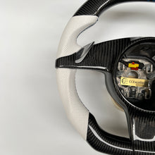 Load image into Gallery viewer, CCexcellent For Porsche Carrera models 2012 2013 2014 2015 2016 carbon fiber wheel with white perforated leather sides