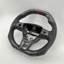 Load image into Gallery viewer, CCexcellent For TeslaModel 3 steering wheel carbon fiber black smooth leather