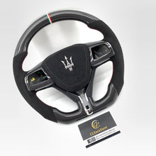 Load image into Gallery viewer, CCexcellent For Maserati Quattroporte GTS 2013 2014 2015 2016 2017 2018 2019 carbon fiber steering wheel with black Italian alcantara sides