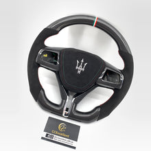 Load image into Gallery viewer, CCexcellent For Maserati Quattroporte GTS 2013 2014 2015 2016 2017 2018 2019 carbon fiber steering wheel with black Italian alcantara sides