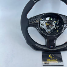 Load image into Gallery viewer, CCExcellent For BMW E39 M5 E46 M3 1998-2005 Custom Real Carbon Fiber Steering Wheel With Orange Stripe Orange Stitching
