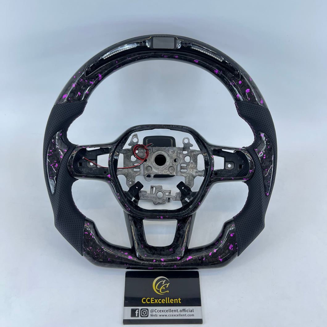 CCexcellent For 11th Gen/2022-2023 Honda Civic carbon fiber steering wheel with LED on top