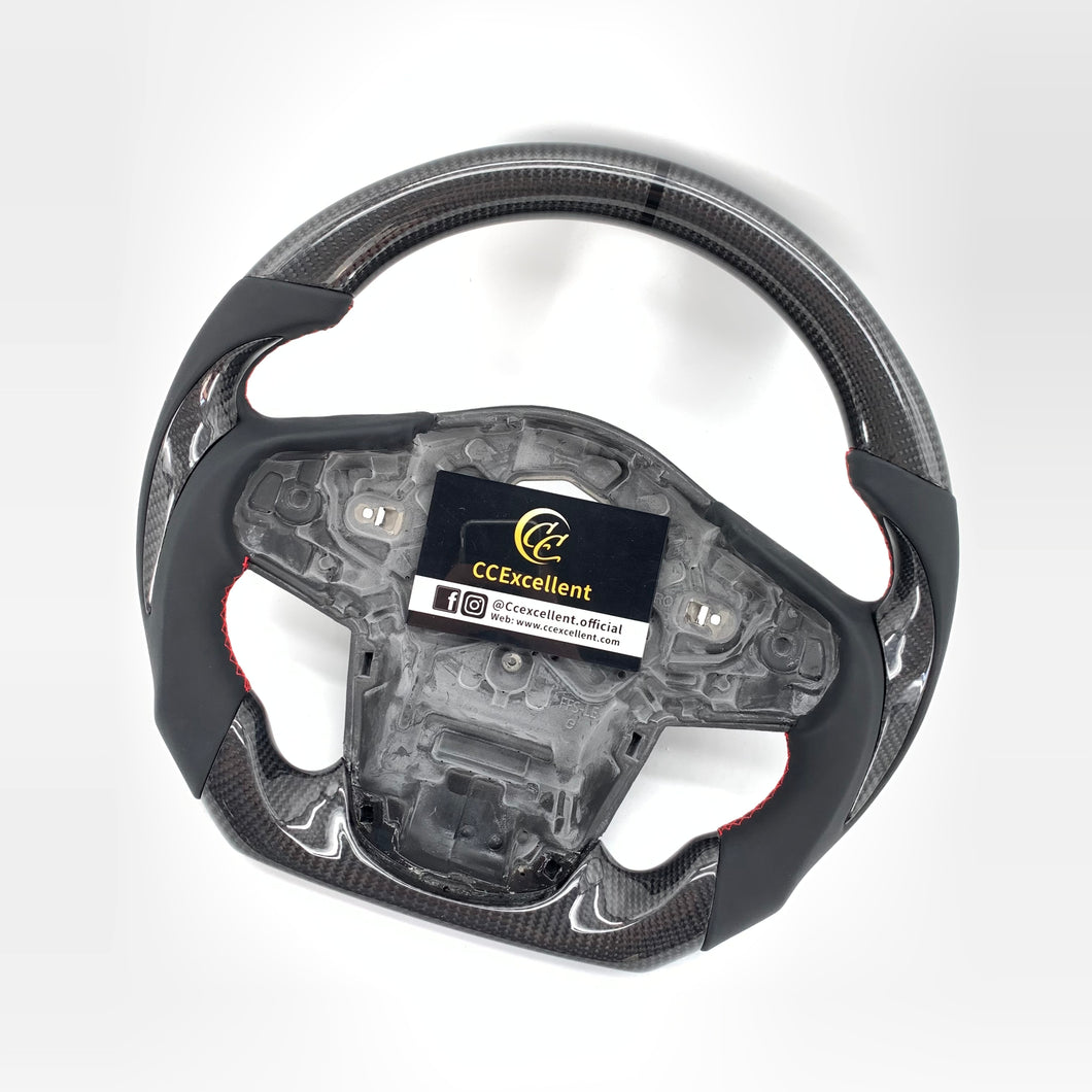 CCexcellent For Toyota Supra A90 carbon fiber steering wheel with gloss black carbon fiber top&bottom&trim