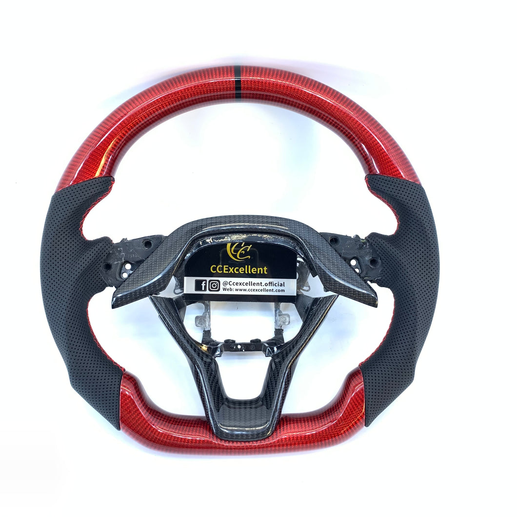 CCexcellent for  Honda Insight 2019 2020 2021 carbon fiber steering wheel  with black perforated leather