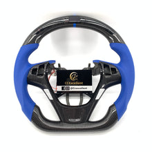 Load image into Gallery viewer, For 2010-2016 Hyundai Genesis Coupe Custom Carbon Fiber Steering Wheel With Blue Stripe and Stitching
