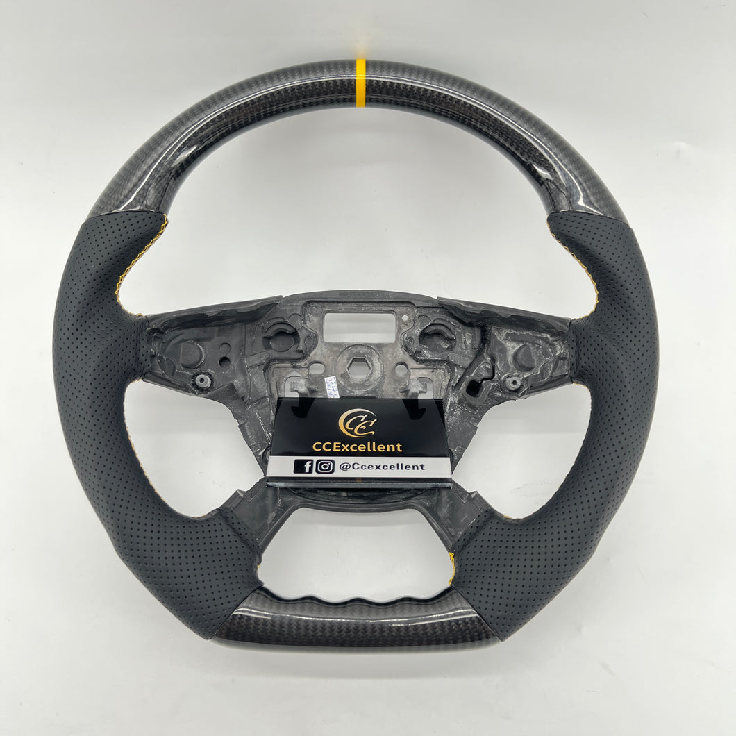 CCExcellent For Ford Focus2013 ST Carbon Fiber Steering Wheel With Purple stripes purple stitching Alcantara Airbag cover