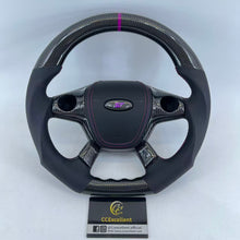 Load image into Gallery viewer, CCExcellent For Ford Focus2013 ST Carbon Fiber Steering Wheel With Purple stripes purple stitching and Airbag cover
