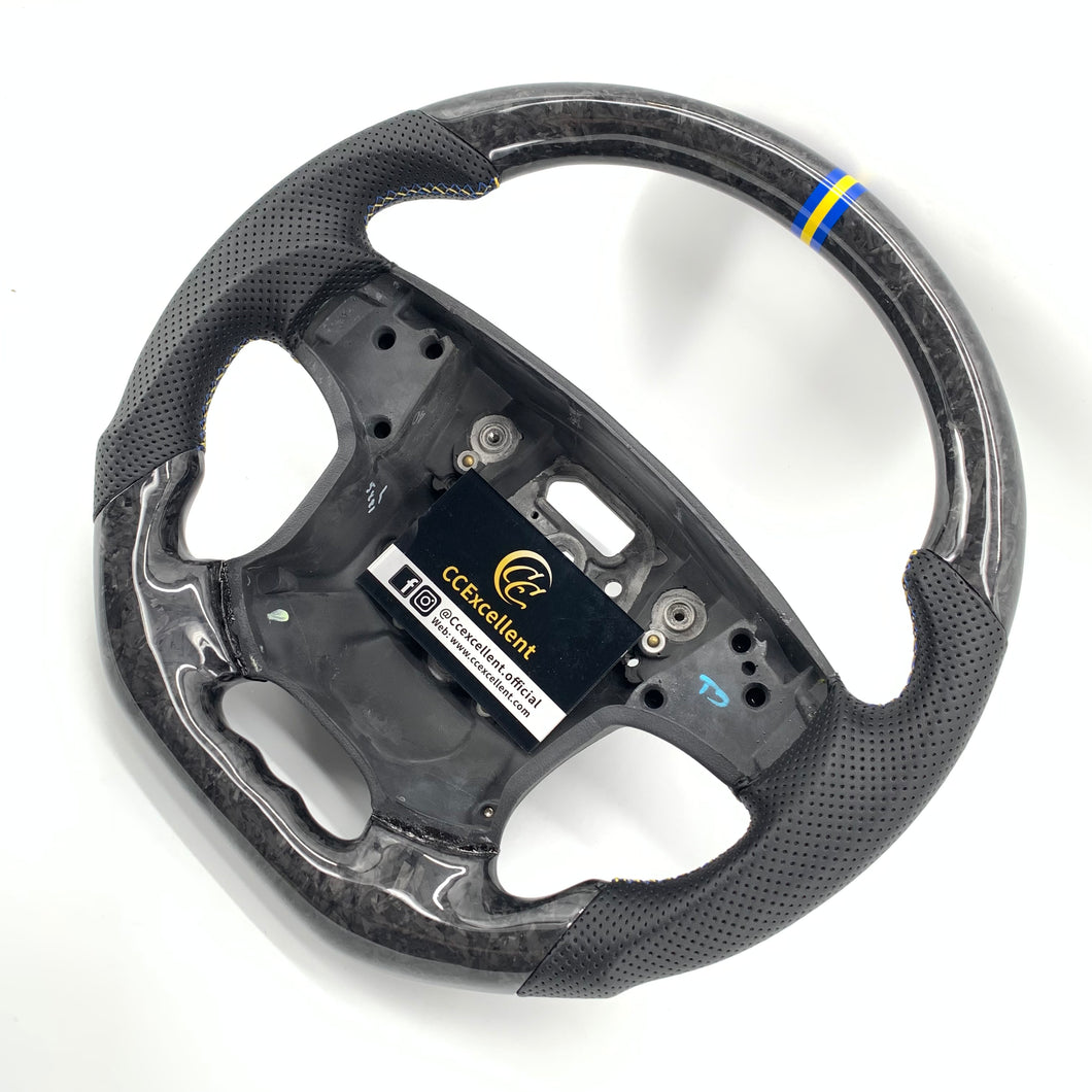 CCexcellent For S80 2007-2008 Volvo carbon fiber steering wheel with blue&yellow&blue stripe