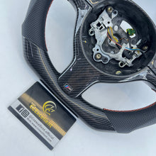 Load image into Gallery viewer, CCExcellent For BMW E39 M5 E46 M3 1998-2005 Custom Real Carbon Fiber Steering Wheel With Orange Stripe Orange Stitching
